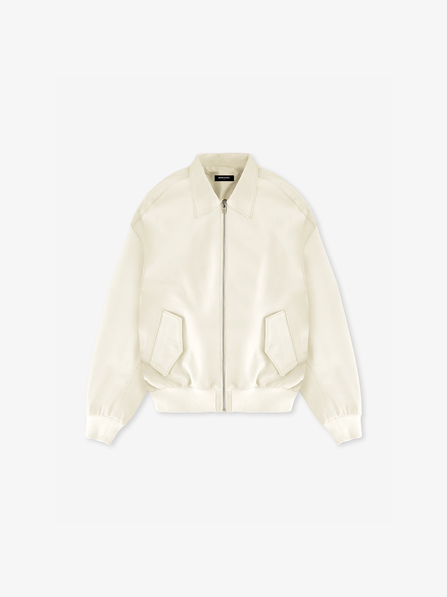 Leather Bomber Jacket - Off White