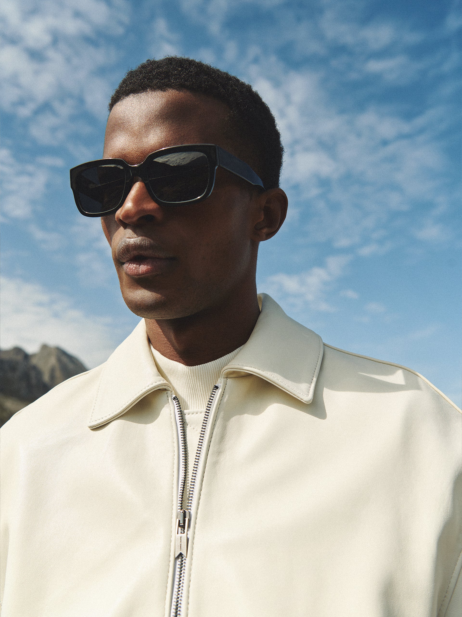 Leather Bomber Jacket - Off White - DENNIS DANIEL™