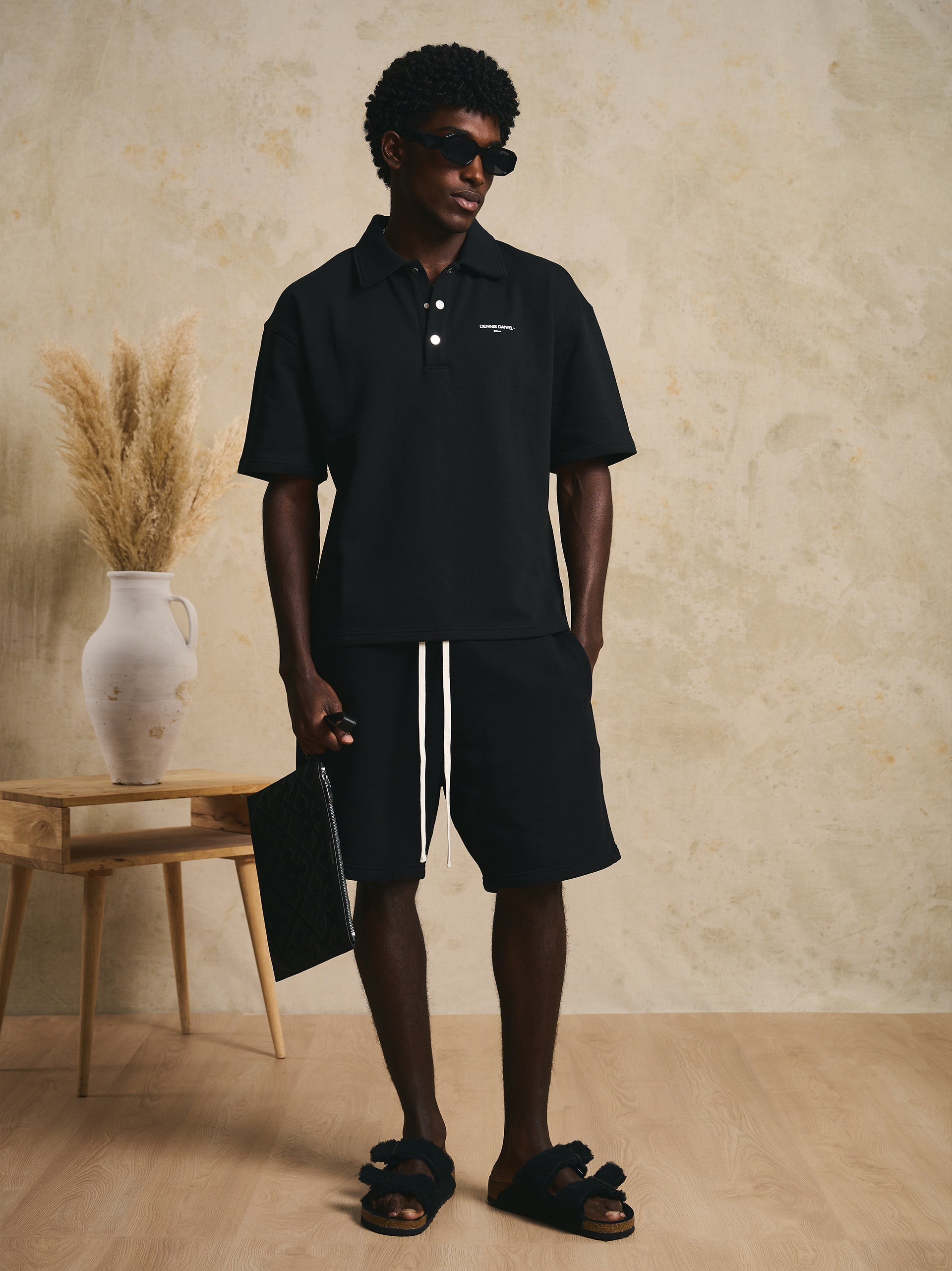 Short Sleeve Polo Shirt - Black - DENNIS DANIEL™